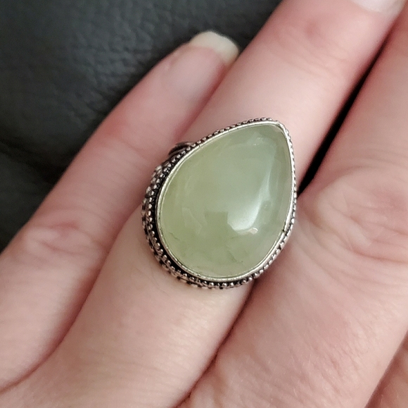 New Moss Prehnite 925 Silver Ring. - Picture 5 of 12